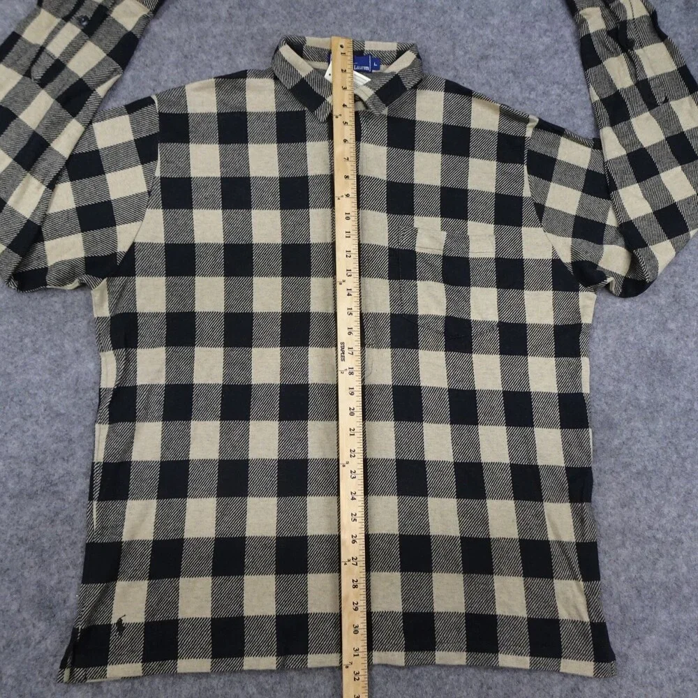 Vintage Polo Ralph Lauren Shirt Mens Large 3/4 Button Flannel Check Pocket 90s